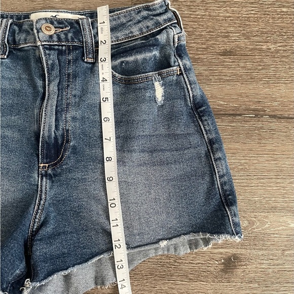 Hollister Blue Jean Shorts Distressed Frayed Hem - Picture 2 of 5